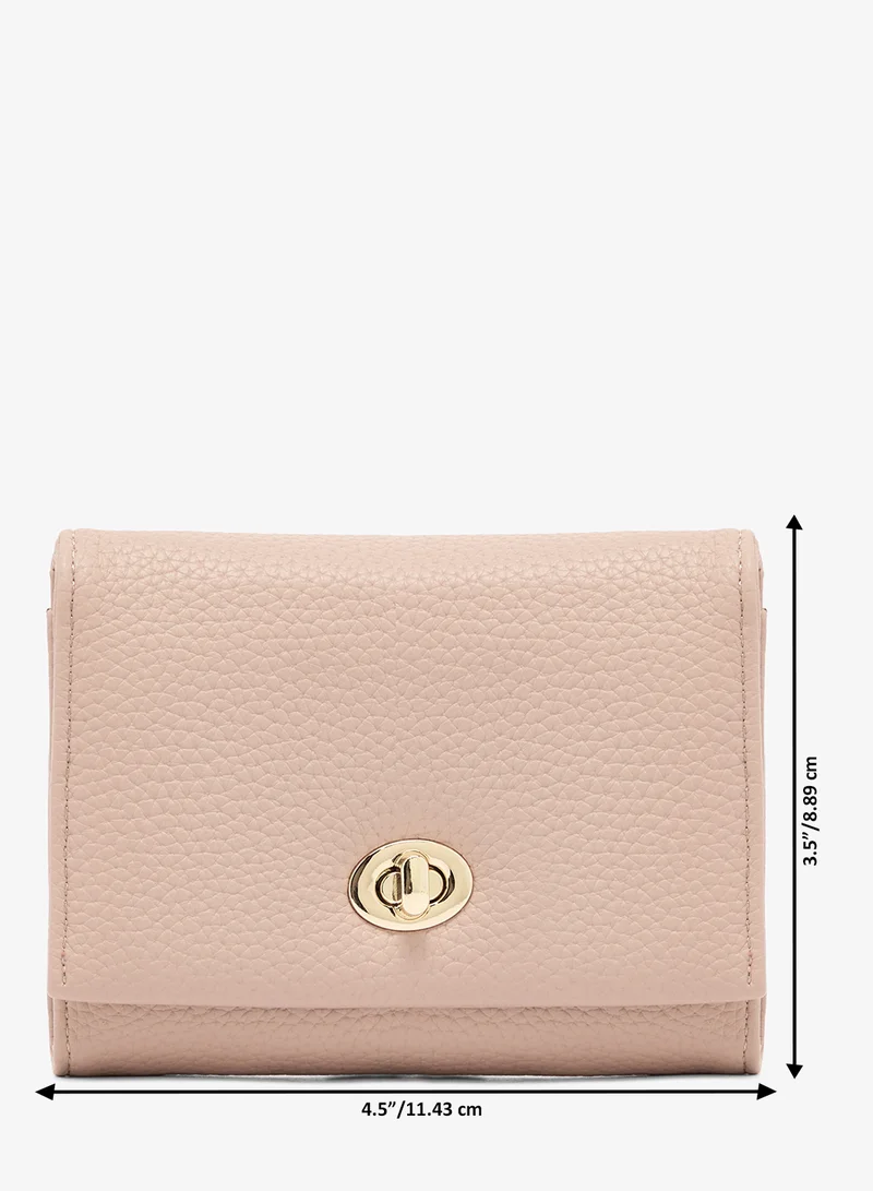 Ginger Pink Classic Flap Mini Wallet With Gold Accent for Women | Best Price UAE